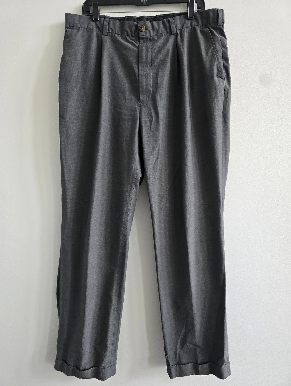 Brooks Brothers St Andrews Links Dress Pants Mens 38x32 Gray Pleated Cuffed